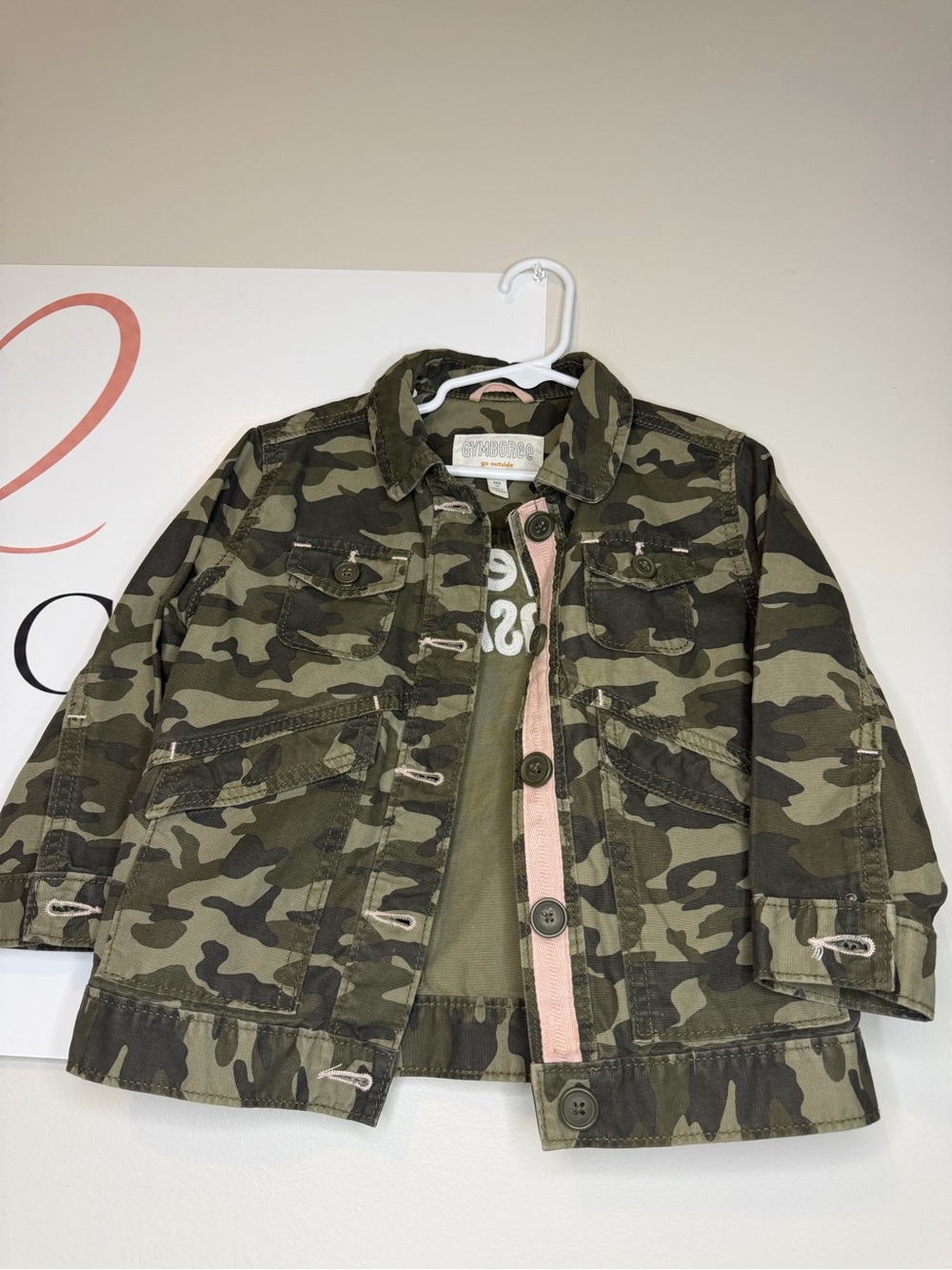 Camo Kids Jacket with Pink Trim